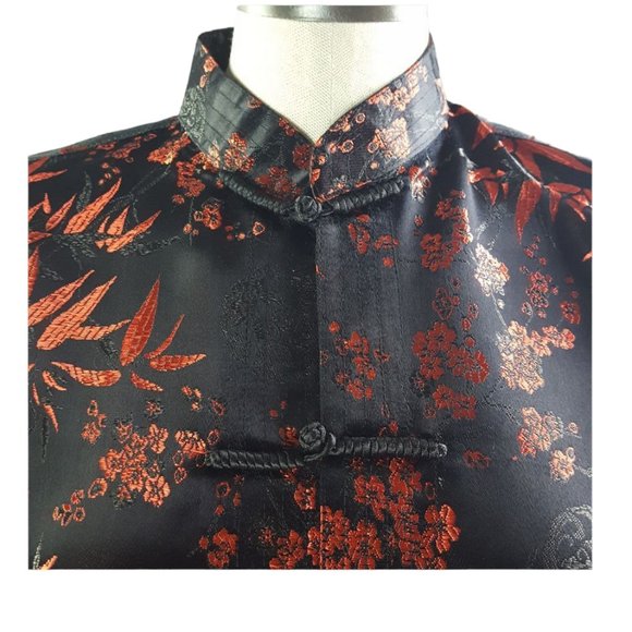 Fine Chinese Tops Women sz 12  Asian Oriental Silk Long Sleeves Jacket Blazer - Picture 3 of 8